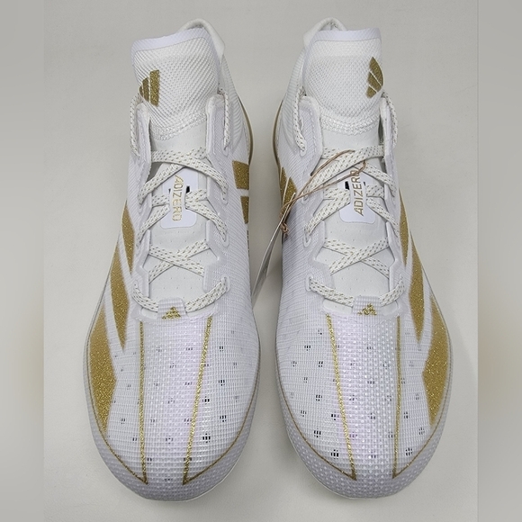 Adidas Adizero Electric Men's Size 8.5 White Gold Football Cleats IE4381 New - Picture 7 of 11